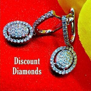 New Women's Clear White Diamond Dangle Lever Back Earrings o…